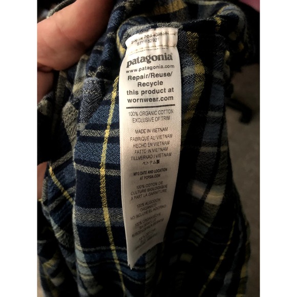 Patagonia Men's Short Sleeve Button Down Shirt Size XL Organic Cotton Blue Plaid - Picture 11 of 15
